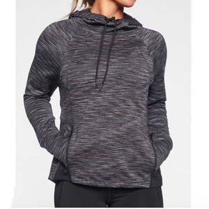 Athleta Hoodie Womens Sz XS Gray Space Dye Pullover Fleece Lined Oversized Soft